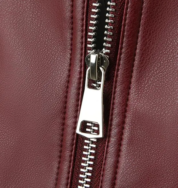 Sporty PU Leather Moto Jacket with Stand Collar