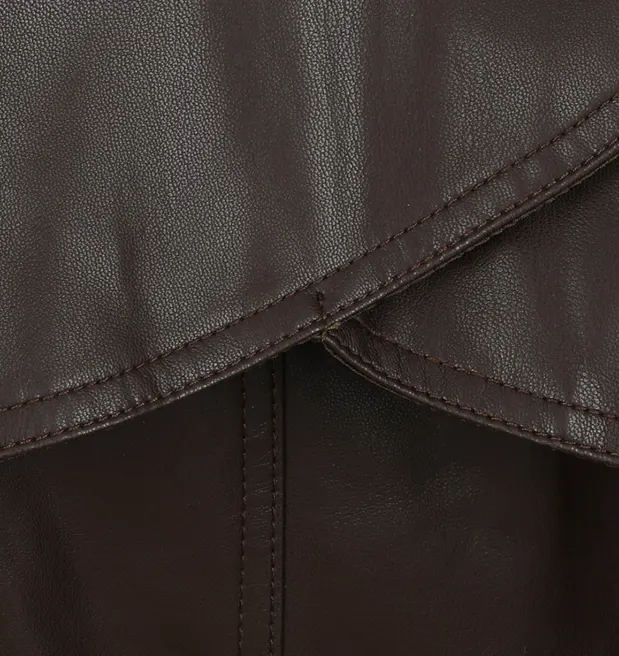 Heavyweight Faux Leather Trench Coat with Belt
