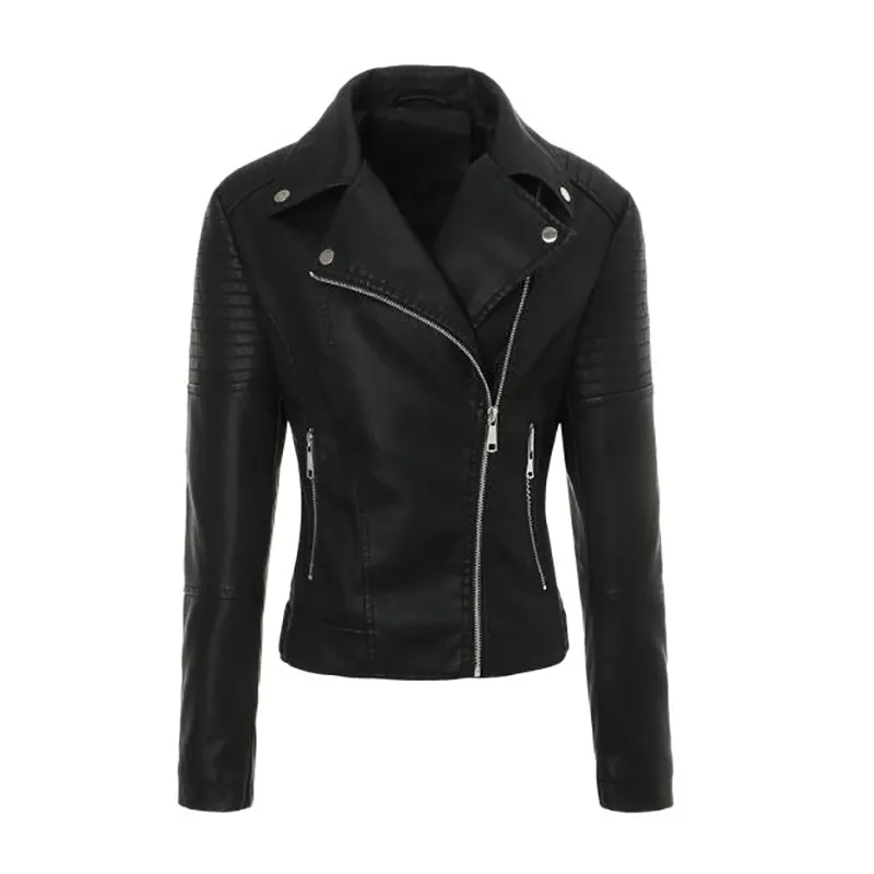 Washed Faux Leather Jacket with Fluid Drape